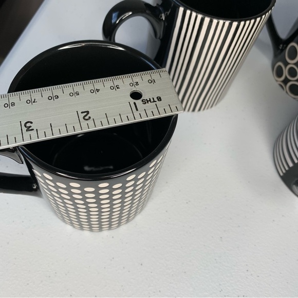 Food Network black and white multi patterned coffee mugs. 4” height. - Picture 8 of 8